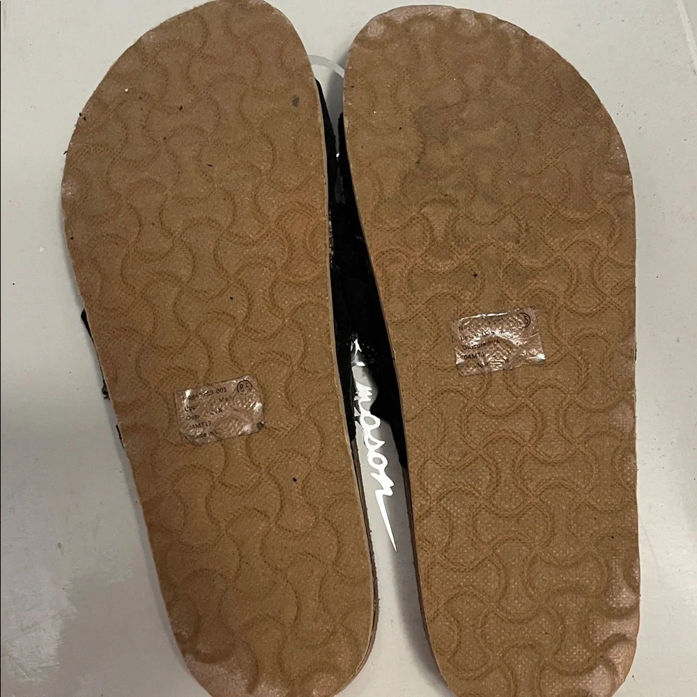 Not Rated Women's Black Fringe Slide Sandals